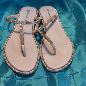 Charles Albert Strappy Rose Gold Sparkly Sandals - Size 8